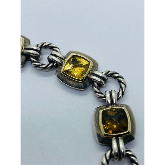 David Yurman Citrine Stones Albion Cable Bracelet Sterling 18K - Picture 5 of 13